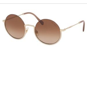 Miu Miu Silver Frame Sunglasses with Brown Lenses